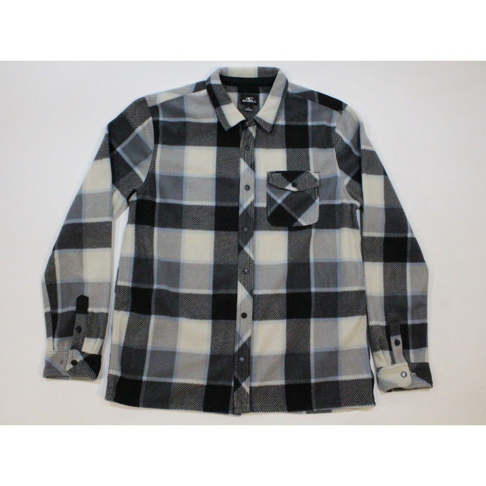O'Neill Glacier Plaid Super Fleece Flannel Shirt Shacket Mens‎ Large Snap Front